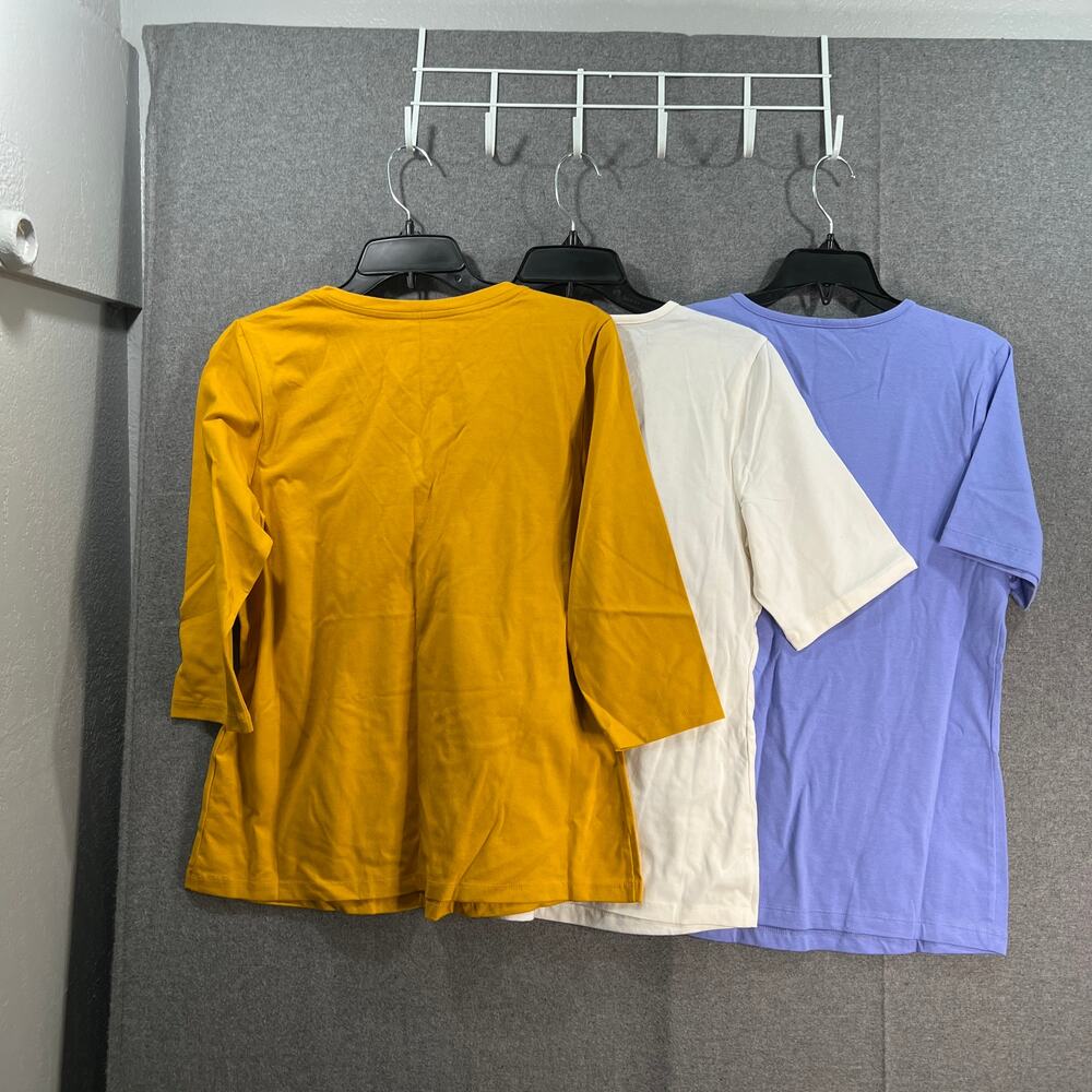 Denim & Co. Essentials Perfect Jersey Set of Three Knit Tops Size Small - Picture 2 of 9
